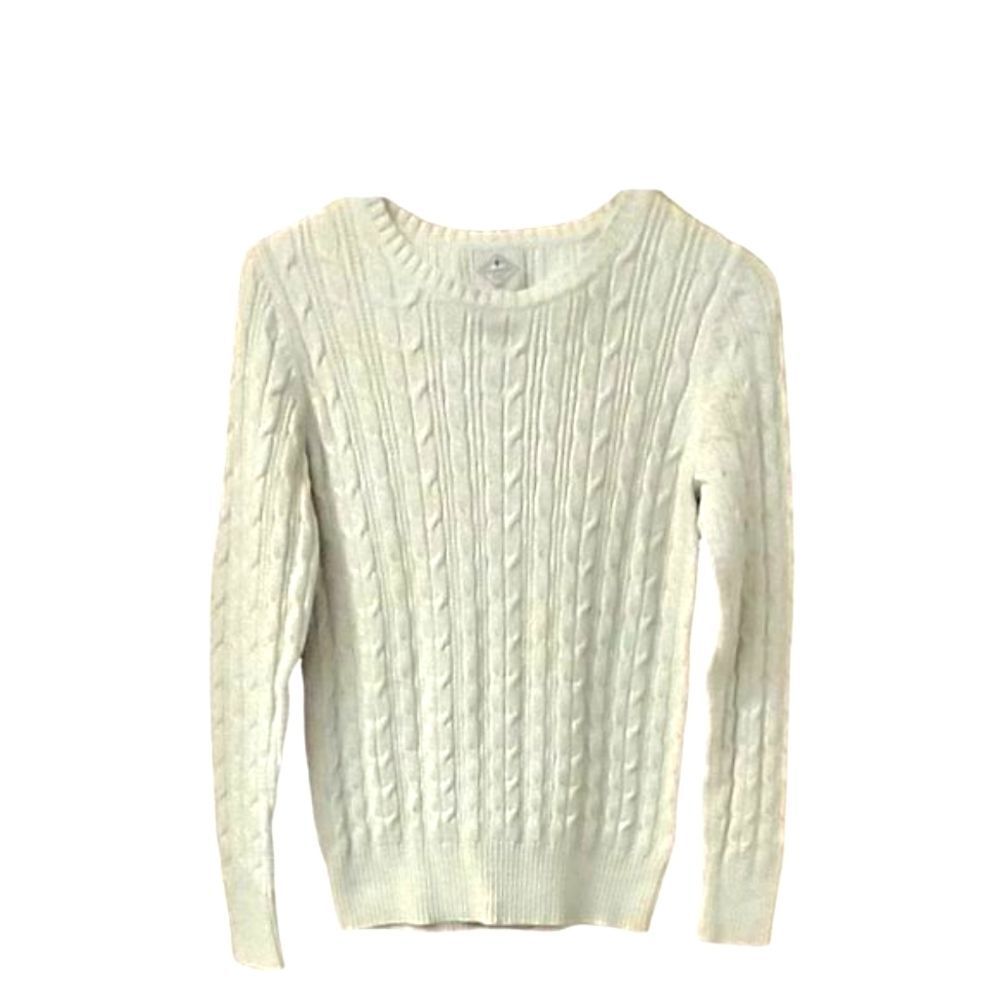 St. Johns Bay Size M cable knit crewneck sweater with sequin sparkle detail